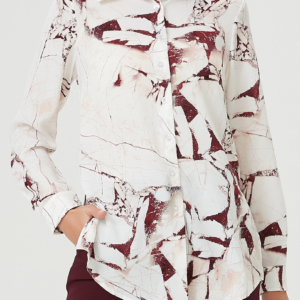 Straight shirt with marble effect print